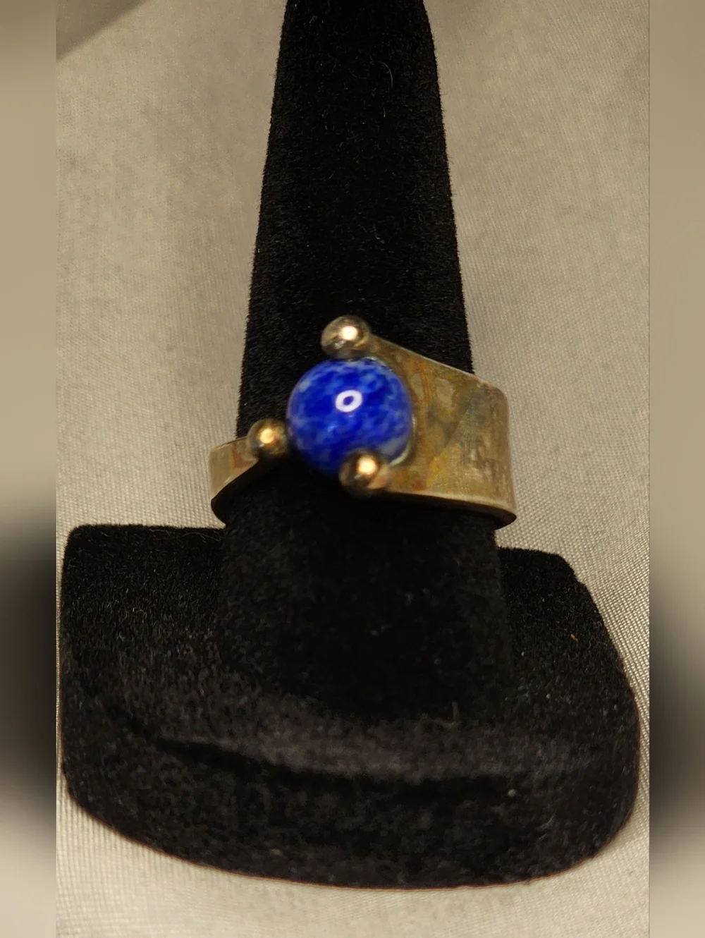 Sterling Silver Blue Lapis Orb Ring   Sz 7.25